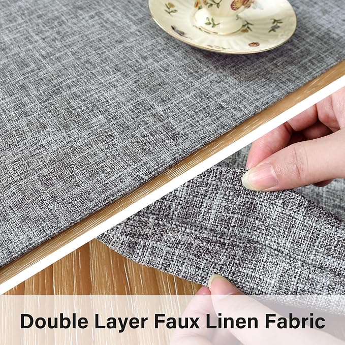 NEWISHER Reversible Double Layer Table Runner Faux Linen Fabric 13x72inch | - Image 3
