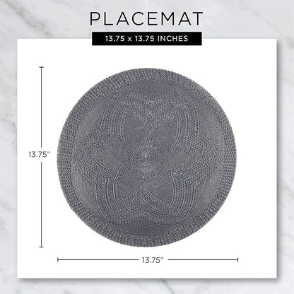 DII PVC Tabletop Collection Woven Indoor/Outdoor, Round Placemat Set, Stonewash - Image 7