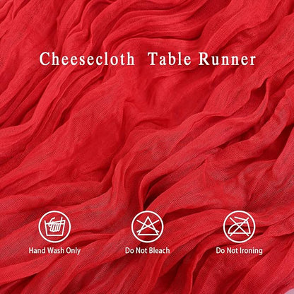 8 Pack Red Cheesecloth Table Runner 17x108 inch Boho Gauze Cheese Cloth Table - Image 4