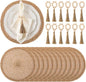 24 Pcs 15'' Burlap Boho Woven Placemat Wood Bead Napkin Rings by Gandeer