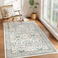 GarveeHome Floral 3x5 Area Rugs for Entryway, Washable Kitchen Rug Non Slip, Low Pile Bedroom Rug, Ultra Soft Stain Resistant Small Carpet for Laundry Room, Beige