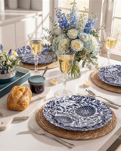 Blue Plastic Plates, Floral Disposable Plates, anniversaries, or holidays. - Image 6