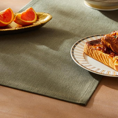 Rustic Cotton Linen Table Runner, 13x72 Inches Olive | Farmhouse Style Linen by ZEEMARTONLINE