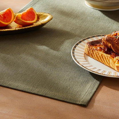 Rustic Cotton Linen Table Runner, 13x108 Inches Olive | Farmhouse Style Linen by ZEEMARTONLINE