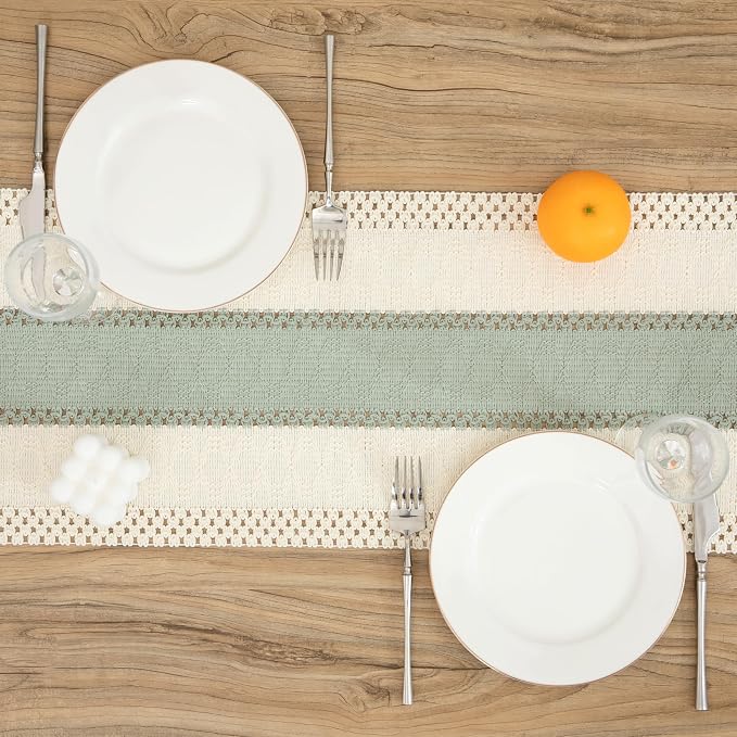 Boho Green Table Runner, 12x72 Inches | - Image 2