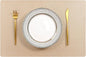 Set of 6 Faux Leather Placemats, PU Table Mats, Waterproof, Stain Resistant, Heat Resistant, Easy to Clean for Kitchen Dining Table,Conference Table C Gold Rectangle