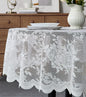 Warm Home Designs 120 Inch Round Tablecloth with English Rose Design. Use as Circle Tablecloth, Rustic or Elegant Lace Table Cloth. Ivory Table Cloth for 10-12 Guests. LTC Ivory 120