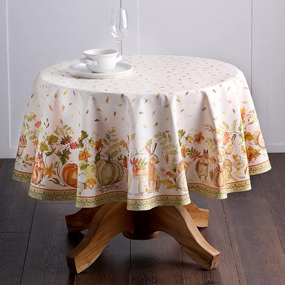 Maison d' Hermine Table Cloth Round Table 100% Cotton 63 Inches Fall Tablecloth Reusable Everyday Use for Thanksgiving Christmas Decorations Dining Farmhouse Party (Pumpkin Passion)