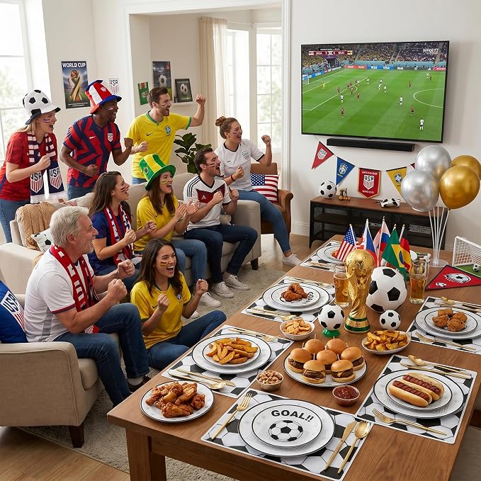 20 White Plastic Soccer Plates, Disposable Plates - Image 4
