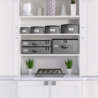Sorbus China Storage Containers - Hard Shell, Handles & Felt Dividers - Serving Platter Storage Rack & Organizer - Christmas Platter Storage