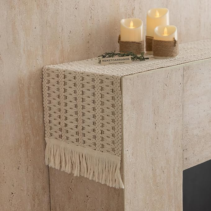 Keketoarrange Boho Macrame Table Runner 12x48 Inch | Woven Burlap Rustic Runner - Image 6