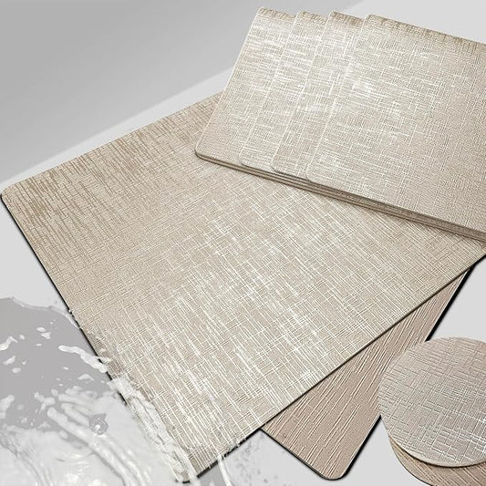 Elegant Placemats and Coasters Set 6, Vinyl Washable Place Mats by Unknown