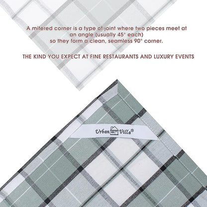 Urban Villa Cloth Napkins 100% Cotton Dinner Napkins Highly Absorbent 20x20 Inches (Set of 12) Majestic Checks Reusable Washable Soft Durable Premium Napkins Ideal for Home Wedding Parties