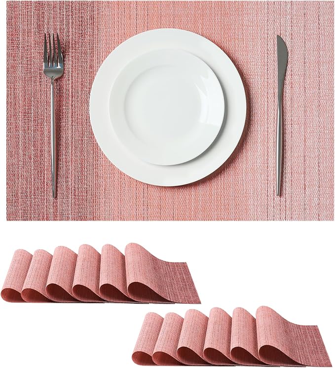 Leetaltree Gradient Pink Woven Placemats Set of 12 by Leetaltree-ArtatEveryTable