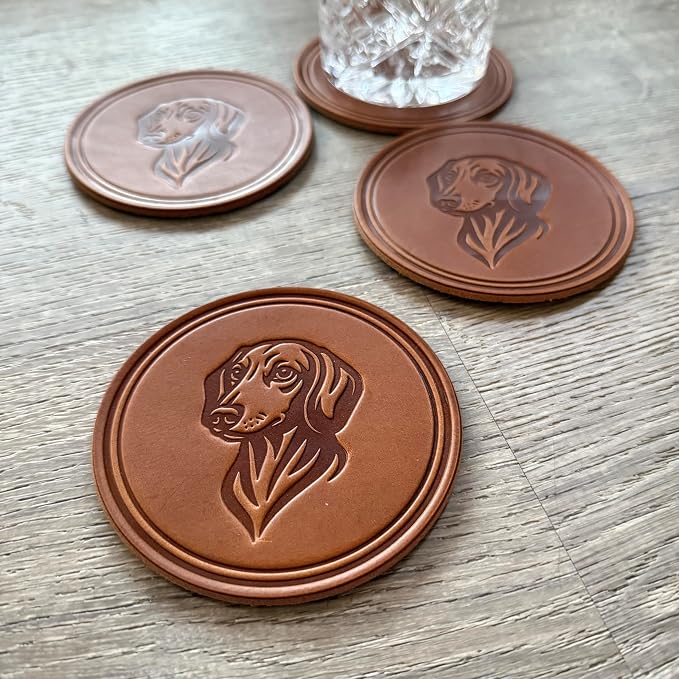 Dog Breed Leather Coasters – Premium Full Grain Table Protectors - Image 3