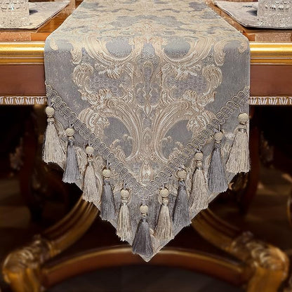 Loom and Mill Luxury Jacquard Damask Table Runner 120 Inches Long, 13x120 in - Image 3