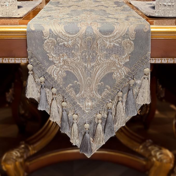 Loom and Mill Luxury Jacquard Damask Table Runner 90 Inches Long, 13x90 inch - Image 3