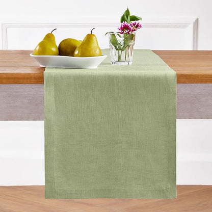 Solino Home 100% Pure Linen Table Runner Olive Woven, Athena 14 x 72 in | Table - Image 2