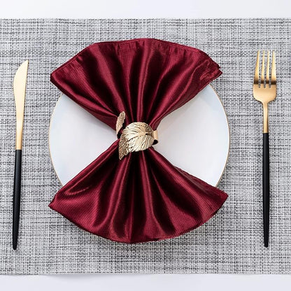Gold Leaf Napkin Rings Set of 8, Metal Material