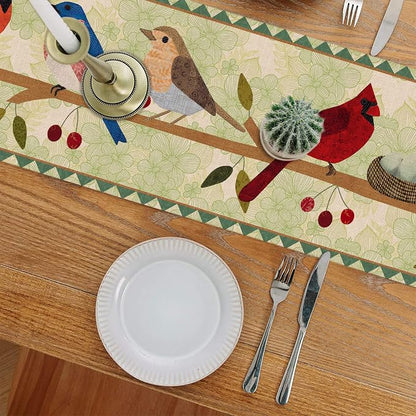 Seliem Summer Birds Tree Branches Table Runner, Cardinal Home Kitchen | Dining - Image 4