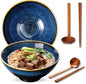8 Inch Ceramic Ramen Bowl Set of 2, 40oz Japanese Bowls by ArtifexCeram