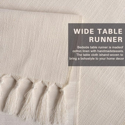 Beige Boho Table Runner 72 Inches Long, 15x72 Linen-Style Farmhouse Table Runner - Image 4