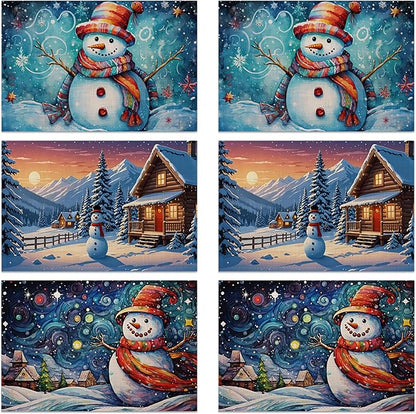 Winter Christmas Placemats, Red Snowman Plastic Placemats 12x18 Inch Waterproof Non-Slip Washable Table Mats for Kitchen Dining Party Table Decor,Set of 6