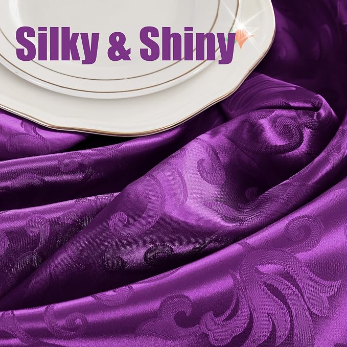 RUDONG M Purple Satin Table Runners, 12 x 108 Inch, 2 Pack | Long Silky Damask - Image 5
