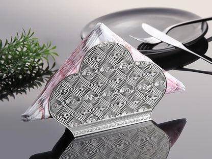 Alisveristime Zamac Napkin Holder – Decorative Elegant Metal Napkin Organizer for Table or Countertop Use (Silver)
