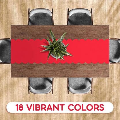 Red Scallop Table Runner, Disposable Plastic, 5 Pack - Image 4