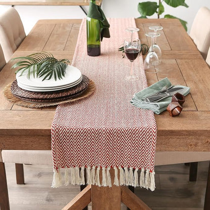 DII Woven Basic Tabletop Collection, Chevron Table Runner, Barn Red - Image 4