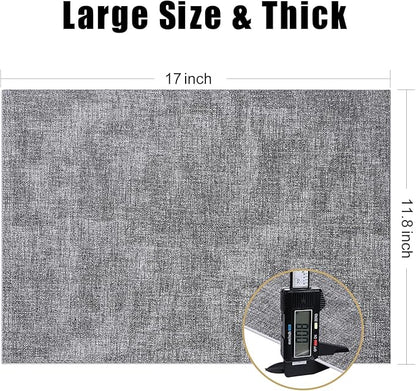 Homaxy Faux Leather Heat Resistant Placemats for Dining Table Set of 8, Waterproof Wipeable Washable PU Table Mats, Easy to Clean Anti-Slip Place Mats, 11.8" x 17", Black & White