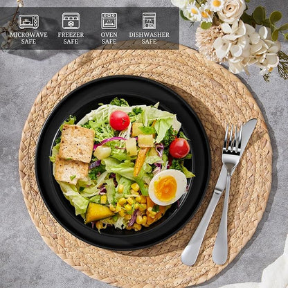 E-far Pasta Bowls Set of 4, 35oz Large Salad Bowl Plate - Image 7