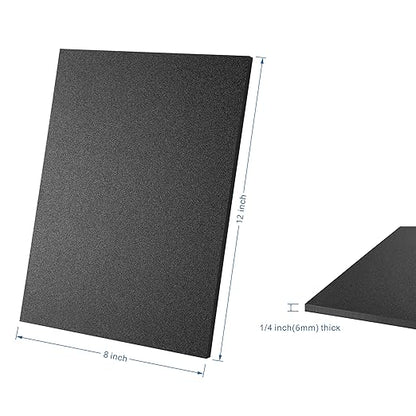 ABS Plastic Sheet 8" x 12" x 1/4" Thick (6mm) Black Rigid Moldable Thermoplastic Board for Crafts, DIY Projects, Home Decor - Textured & Smooth Surface, Pack of 2