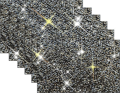 Black Square Placemats - Heat Resistant Rhinestone Decor Set of 6