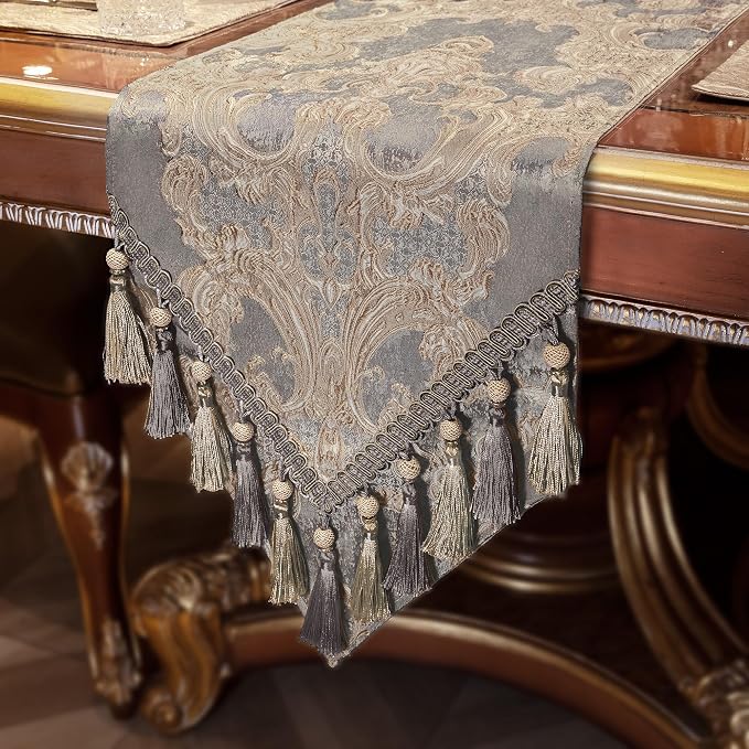 Loom and Mill Luxury Jacquard Damask Table Runner 72 Inches Long, 13x72 inch by LoomandMill