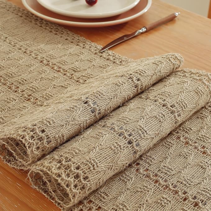 Burlap Boho Table Runner for Home Decor - Image 2