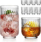Glaver's 8-Piece Drinking Glass Set, Art Deco Ribbed Arch Glassware, 17oz by Glavers