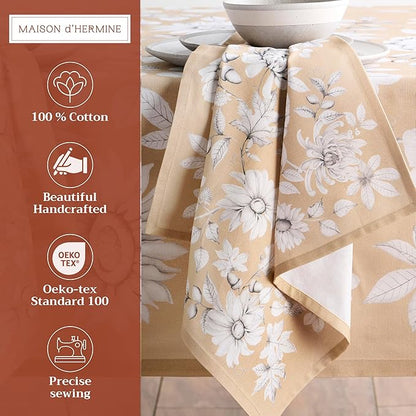 Maison d' Hermine Cloth Napkins Set of 4 100% Cotton for Thanksgiving Christmas Decorations Everyday Reusable Square Fall Napkins Cloth Washable Dinner Party (Pretty Autumn, 20"x20")