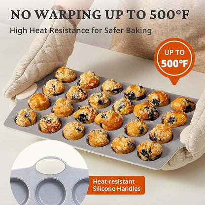 BRONYPRO 2-Pack 12 Cup and Mini 24 Cup Non Toxic Nonstick Ceramic Muffin Pan & - Image 8