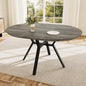 43.3"-59.1" Extendable Round Dining Table for 4-6 People, Modern Kitchen Oval Dining Table with Flexible Leaves Space Saving, Metal Base for Kitchen Dining Room (Grey)