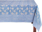 ATOSII Azora Blue 100% Cotton Rectangle Summer Tablecloth, Handblock Floral Table Cloth for Dining Table I Parties Wedding Outdoors I Grand Millennial Decor 60 X 108 Inches I 8 Seater Memorial Day