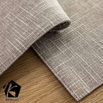 Kevin Textile Burlap Linen Placemats Set of 6 Heat Resistant Dining Table Place Mats Washable Kitchen Table Mats for Dinning Party Holiday Indoor Outdoor, 13 x19 inches, Grey White