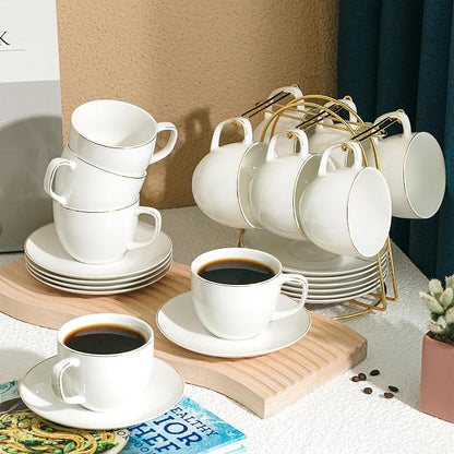 BTaT- Cappuccino Cups with Saucers 8 oz, Dishwasher Safe, Au Lait, Flat White - Image 8