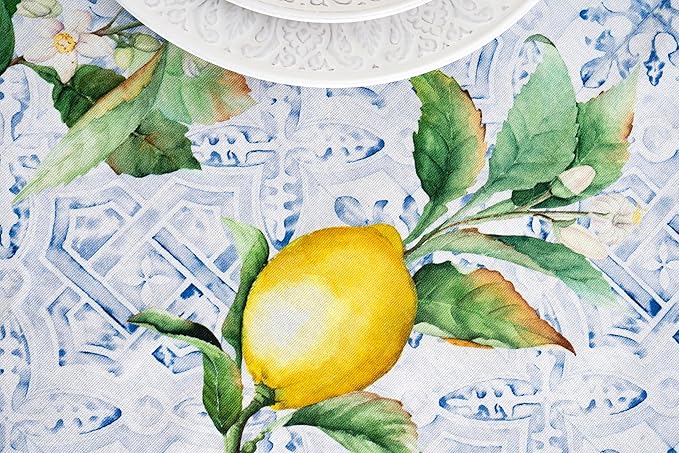 Maison d' Hermine Table Cloth Rectangle Table 100% Cotton 60 x 120 Inches Tablecloth Reusable Decorative for Dining Room Farmhouse Home Valentines Day Decorations Spring Summer - Citrus
