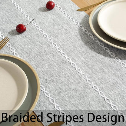 Rustic Boho Table Runner, Linen Table Runner, Farmhouse Table Runners 90 Inches - Image 7