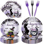 96 Pcs A Baby Is Brewing Halloween Baby Shower Decorations, Witch Brew Plates by EoBeCy