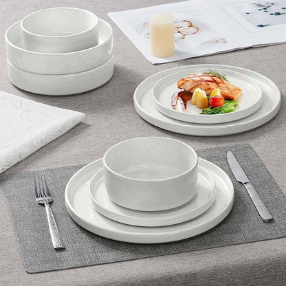 Herogo Dinnerware Dishes Sets with Salad Bowls, 24 Piece Plates and Bowls for 6, Ceramic Stoneware for Kitchen, Chip & Scratch Resistant Dinner Ware, Speckled Multicolor