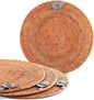 Vagabond House Round Wicker Placemats with Pewter Orchid Accent, Set of 4, 15.5 Inches Diameter - Hand-Woven Rattan, Elegant and Durable, Perfect for Enhancing Table Decor and Protection