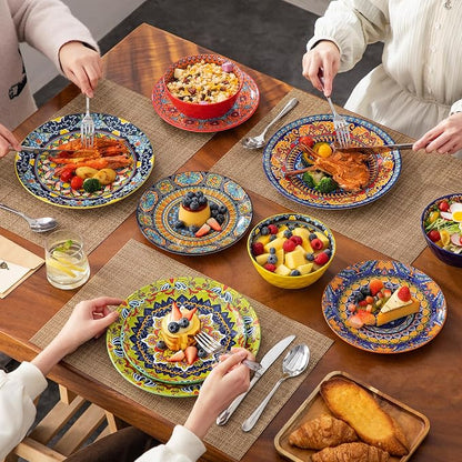 vancasso 18 Pieces Plates and Bowls Set, Bohemian Style Dinnerware Sets Service - Image 6